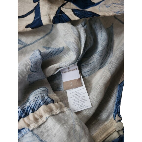 Encantadore Simone Pangui Linen Floral Maxi Dress Womens S V-neck Coastal Resort - Picture 9 of 10